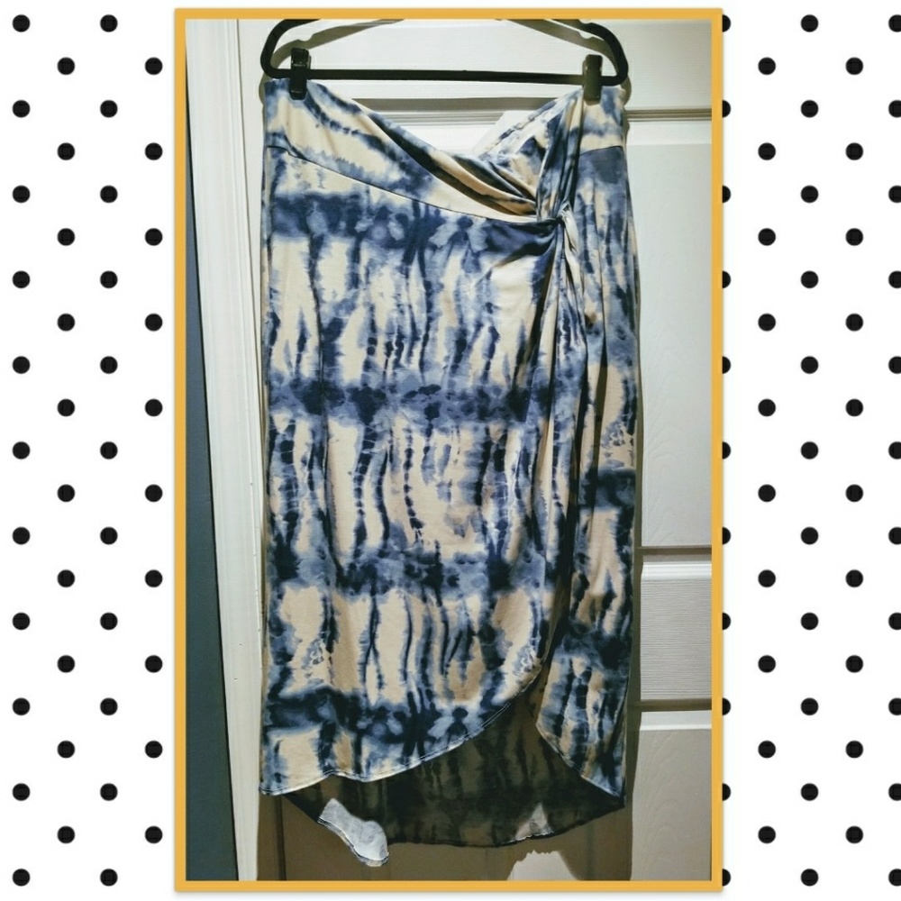 Wrap front tie dye skirt
